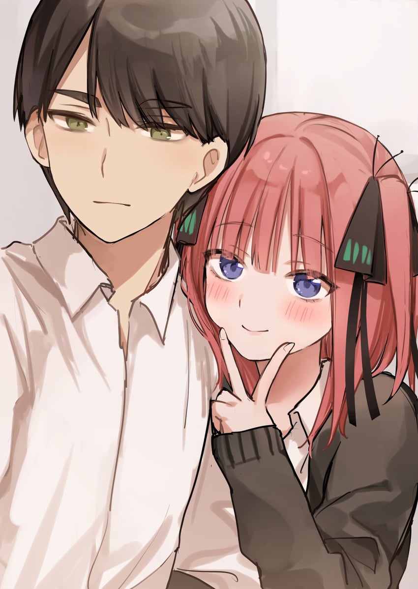 nakano nino and uesugi fuutarou (go-toubun no hanayome) drawn by memidesuyo