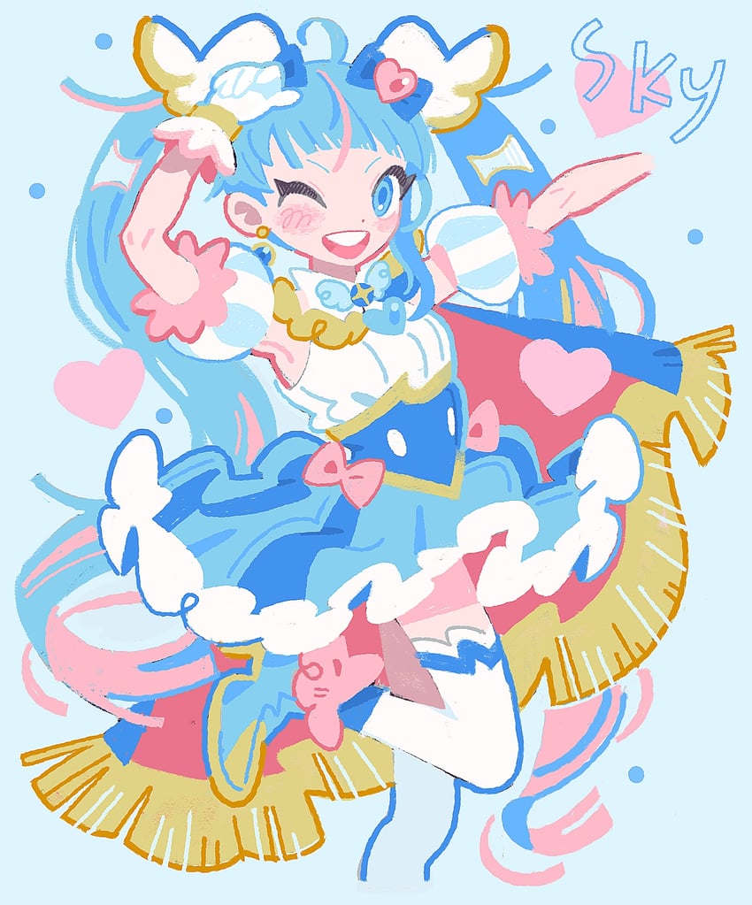 sora harewataru and cure sky (precure and 1 more) drawn by bachikori-ken