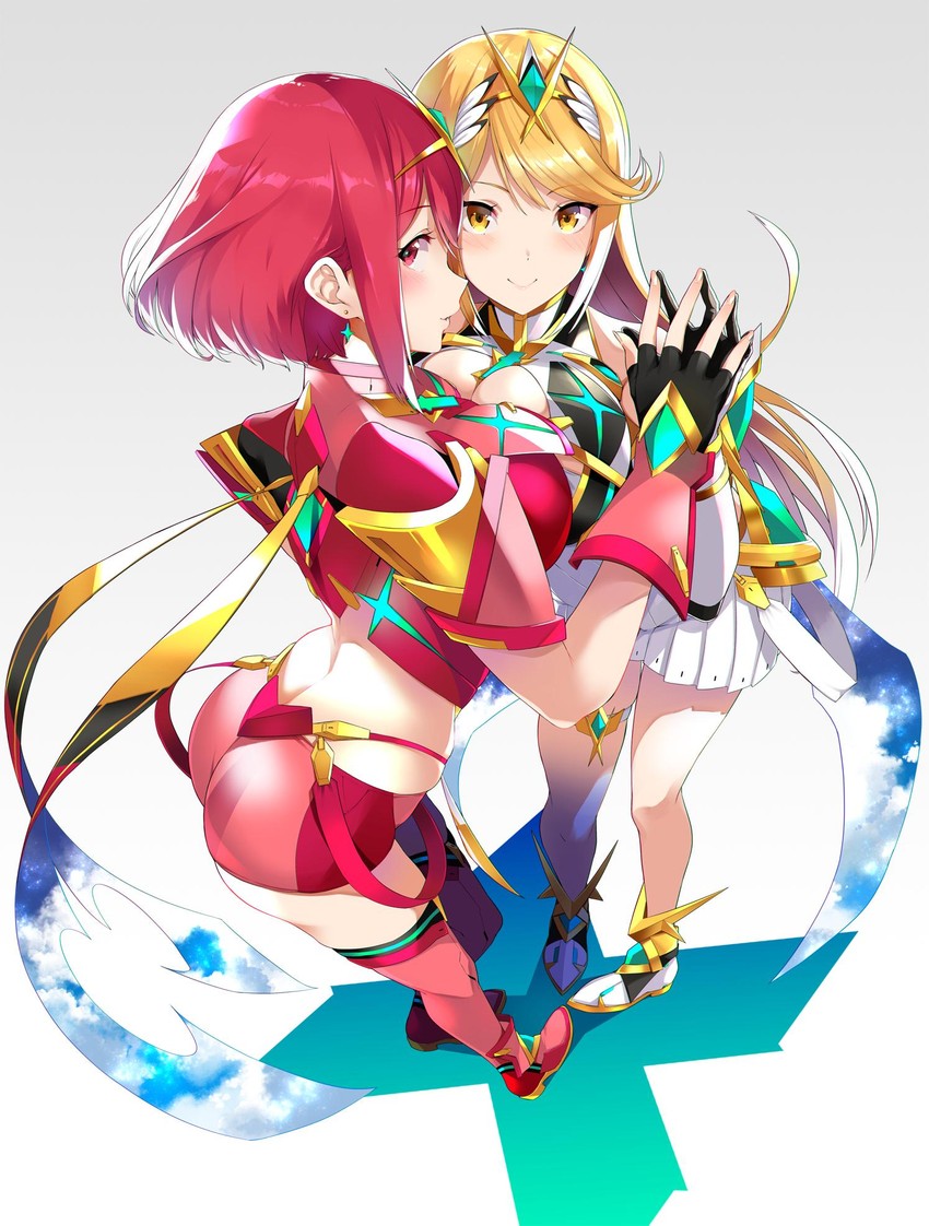 pyra and mythra (xenoblade chronicles and 1 more) drawn by yuuki_shin