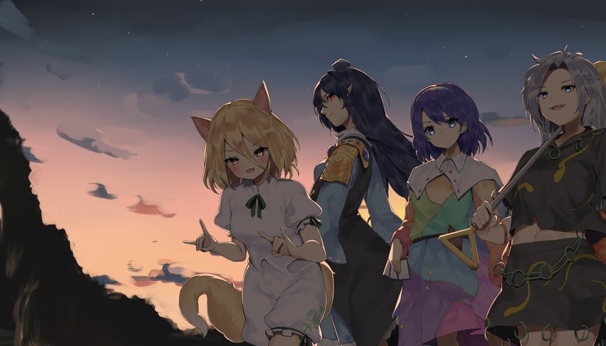 kudamaki tsukasa, iizunamaru megumu, tenkyuu chimata, and himemushi momoyo (touhou) drawn by pocche-ex