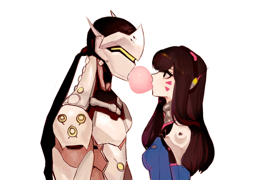 d.va and genji (overwatch and 1 more) drawn by mme12165