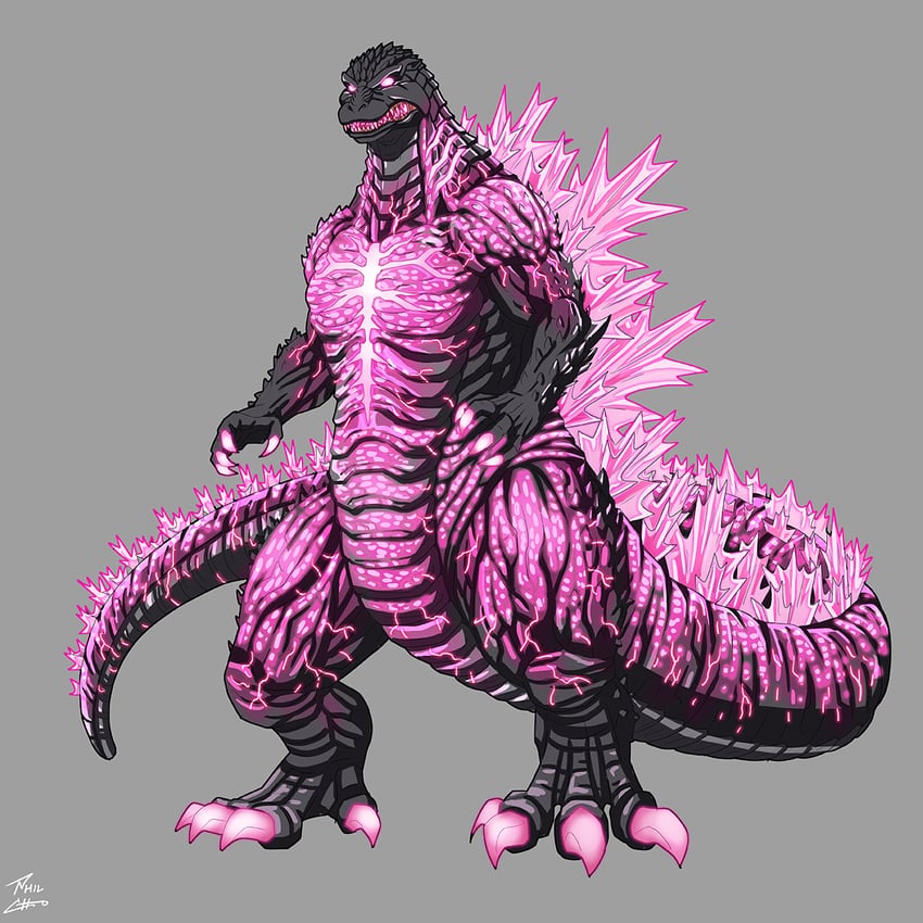 godzilla, godzilla evolved, and burning godzilla (godzilla and 4 more) drawn by phil-cho
