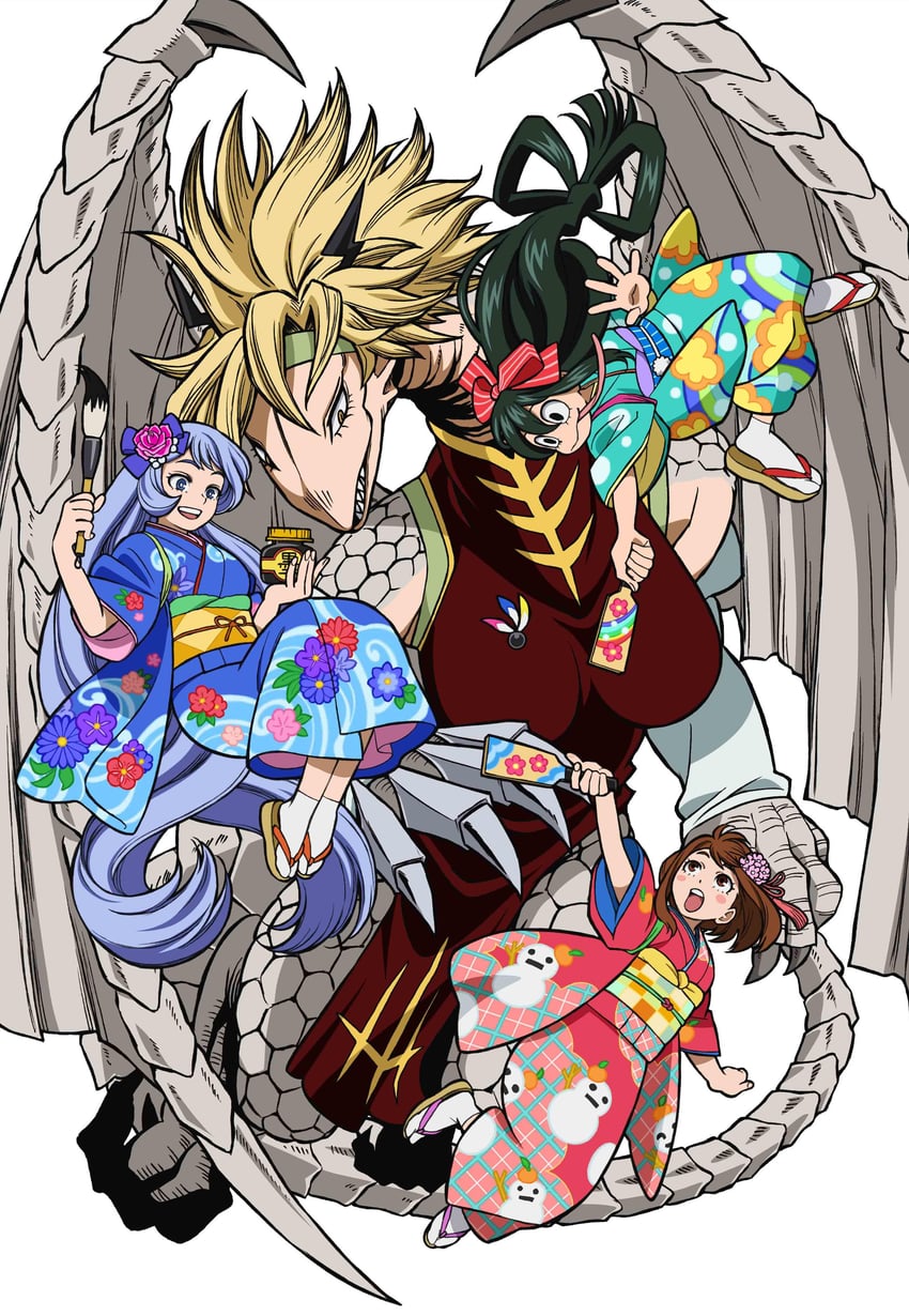 uraraka ochaco, asui tsuyu, hado nejire, and ryuukyuu (boku no hero academia)