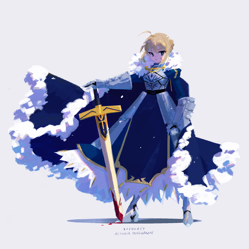 artoria pendragon and saber (fate and 2 more) drawn by manodemarina