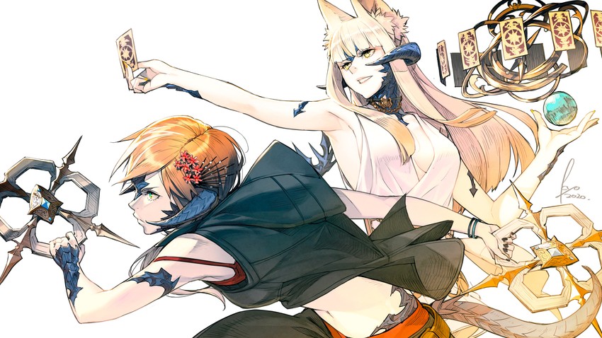 warrior of light, dancer, and astrologian (final fantasy and 1 more) drawn by kyo_(kuroichigo)