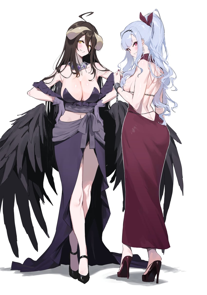 shijou takane, albedo, and hara yumi (idolmaster and 2 more) drawn by midnamana