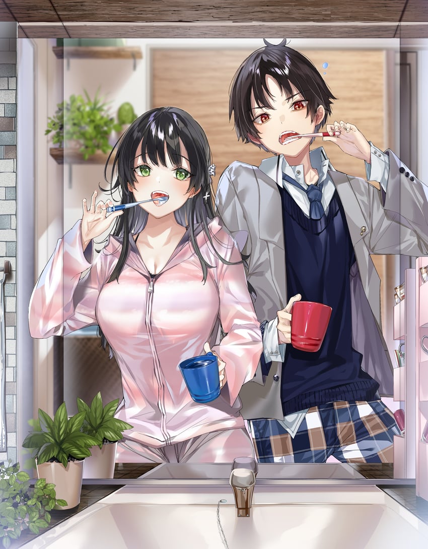 hitotsuba kaede and yoshizumi yuya (ryoushin no shakkin) drawn by kakao_(chocolate_land)