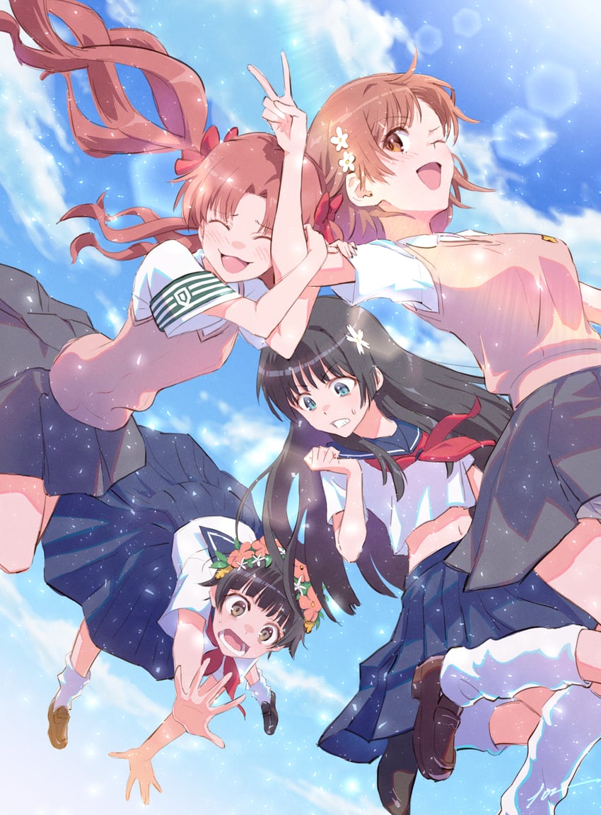 misaka mikoto, shirai kuroko, saten ruiko, and uiharu kazari (toaru majutsu no index and 1 more) drawn by 10ttruck