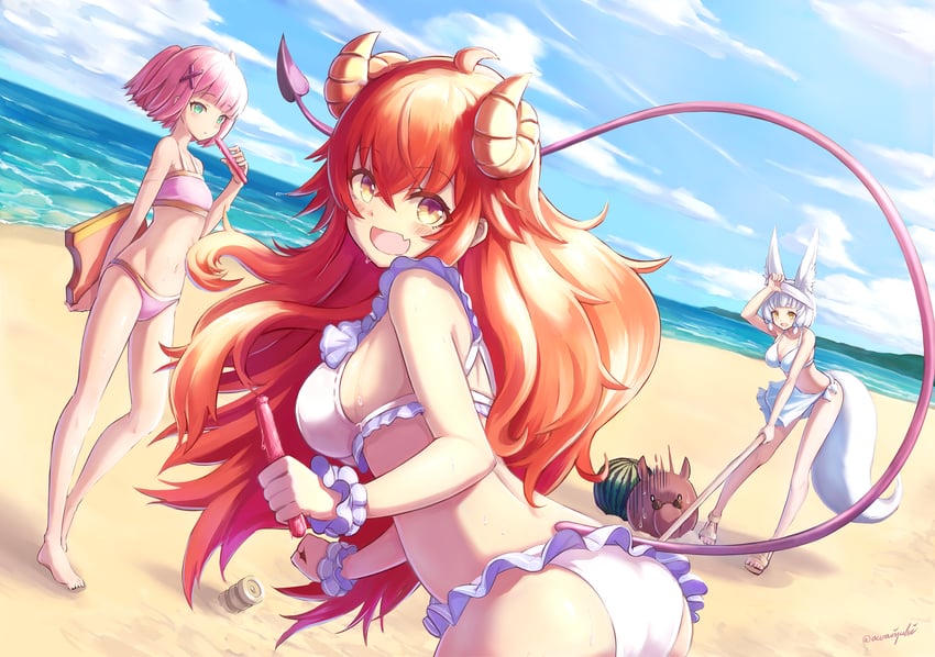 yoshida yuuko, chiyoda momo, lilith, riko, and shirosawa (machikado mazoku) drawn by awaiyuhi