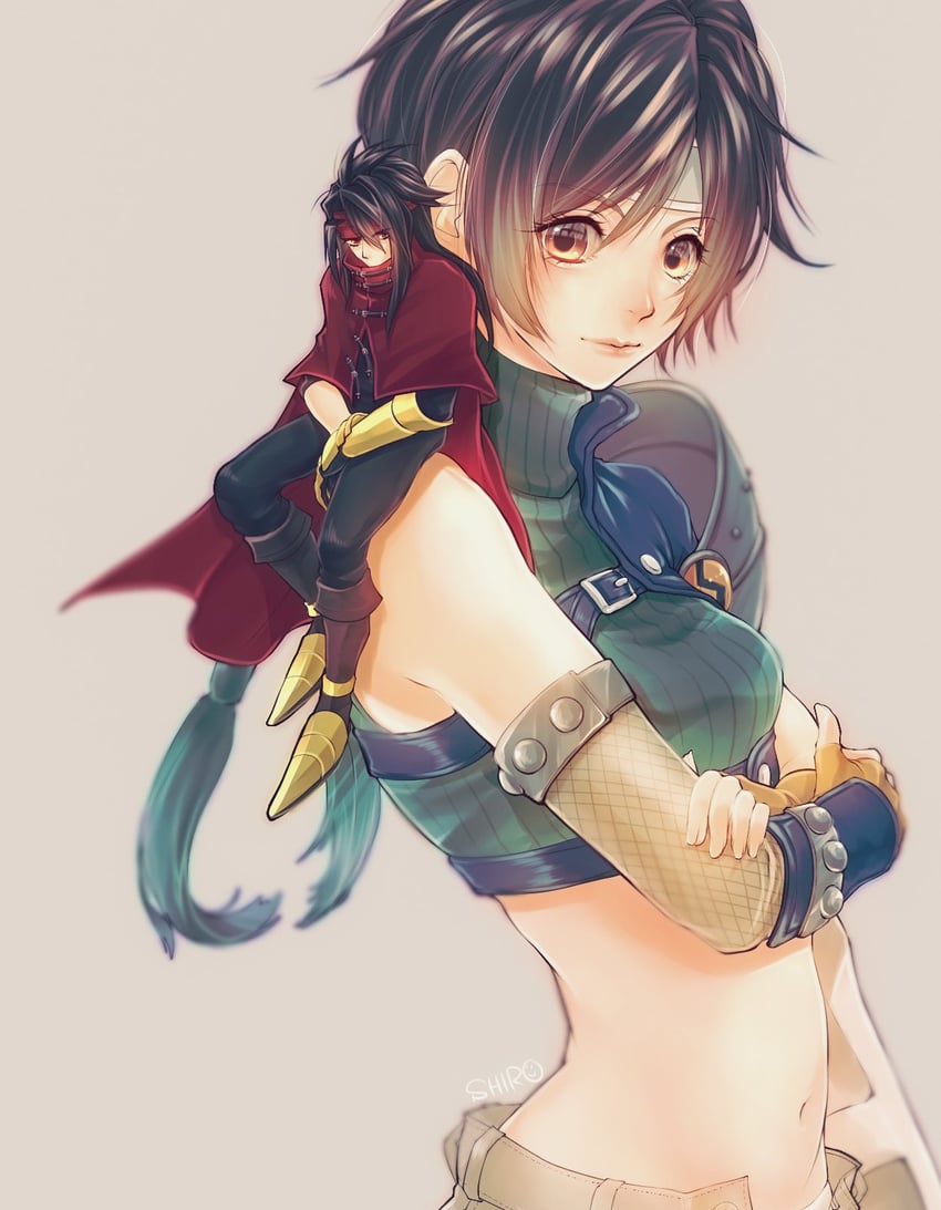 yuffie kisaragi and vincent valentine (final fantasy and 1 more) drawn by s_hitorigoto3