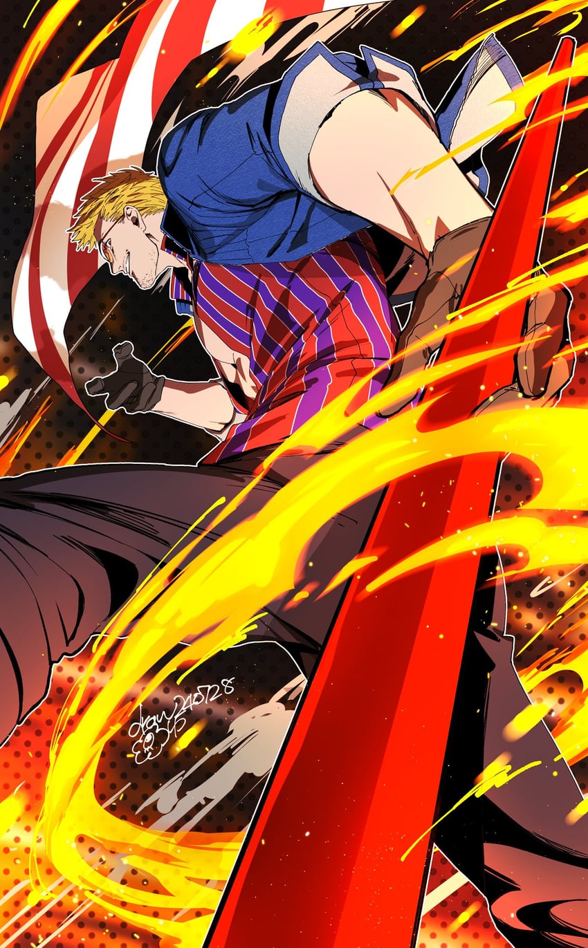 billy kane (the king of fighters and 2 more) drawn by wakana_kuraguchi