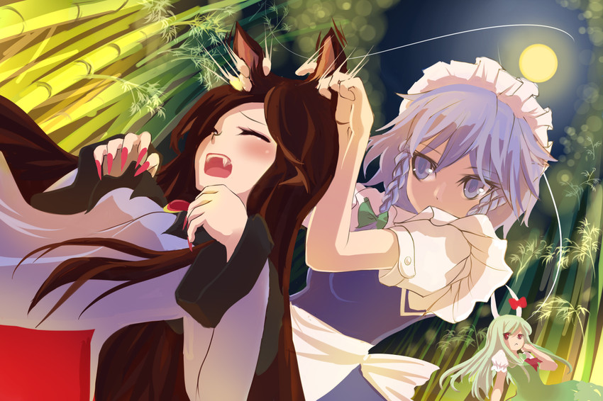izayoi sakuya, kamishirasawa keine, imaizumi kagerou, and ex-keine (touhou) drawn by purua_(eriusandvioletta)