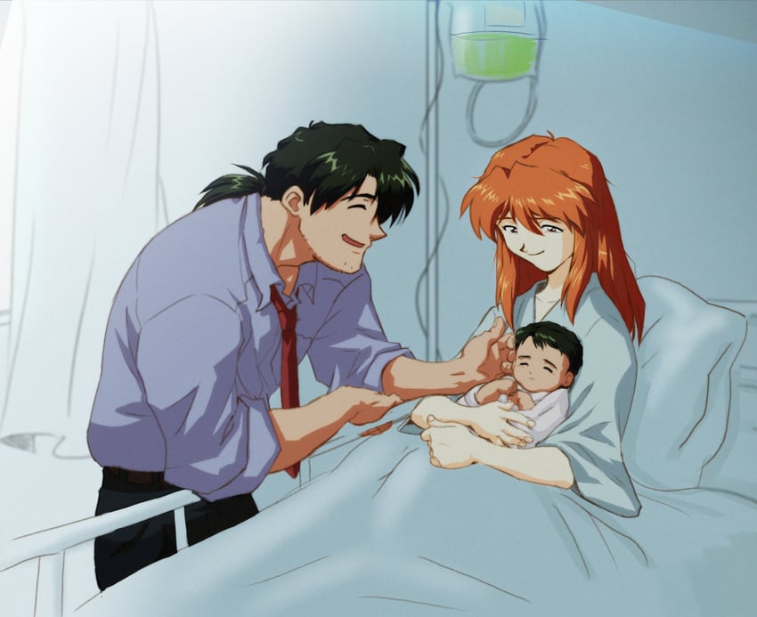 souryuu asuka langley and kaji ryouji (neon genesis evangelion) drawn by amondetauro