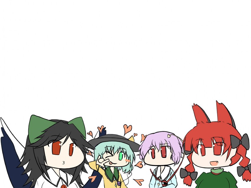 komeiji koishi, komeiji satori, kaenbyou rin, and reiuji utsuho (touhou) drawn by masami_t