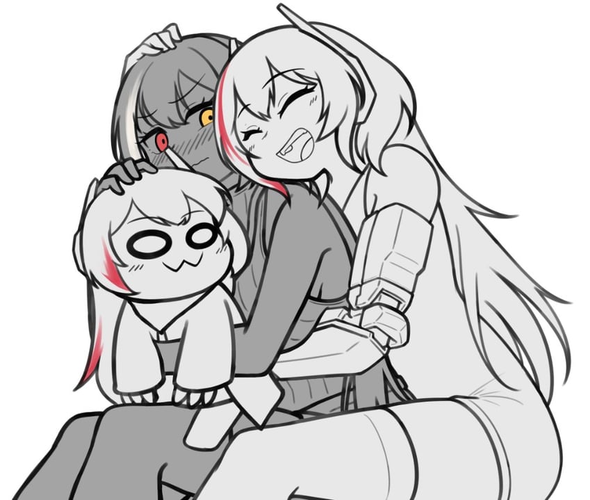 m4 sopmod ii, ro635, and m4 sopmod ii jr (girls' frontline) drawn by missileer