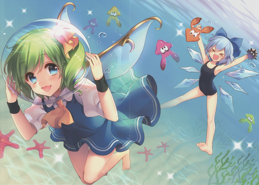 cirno, inkling player character, and daiyousei (touhou and 2 more) drawn by masaru.jp