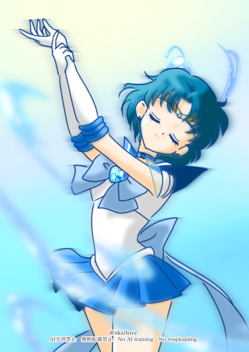 mizuno ami and sailor mercury (bishoujo senshi sailor moon) drawn by sksrlove