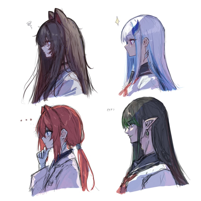 lize helesta, ange katrina, inui toko, and hanabatake chaika (nijisanji) drawn by hitanu