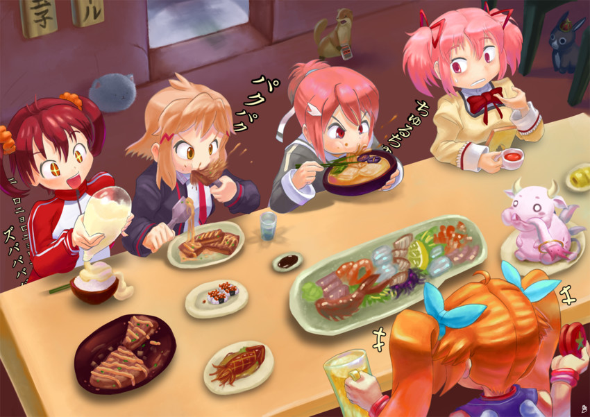 kaname madoka, kyubey, tippy, tachibana hibiki, yuuki yuuna, and 5 more (mahou shoujo madoka magica and 6 more) drawn by heei_juun