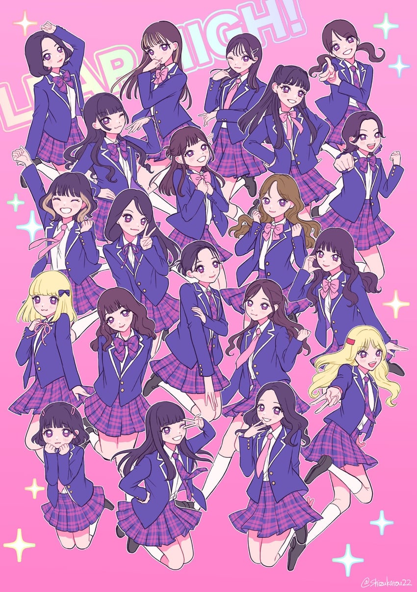 sakurai miu, kasahara momona, murakami rinon, ebihara tsuzumi, takami ayane, and 15 more (real life and 2 more) drawn by usagiboshi_shizuka