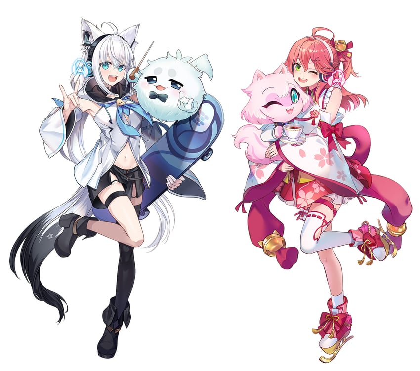 shirakami fubuki and sakura miko (hololive and 1 more)