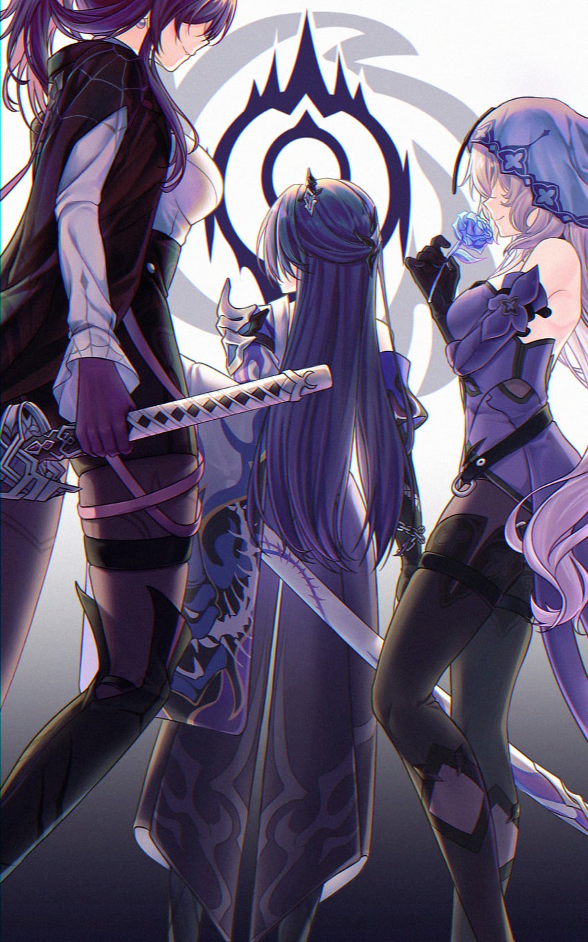 kafka, acheron, and black swan (honkai and 1 more) drawn by huangquan_(yumi_37948746)