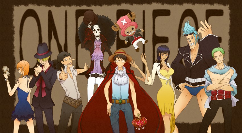 nami, monkey d. luffy, nico robin, roronoa zoro, sanji, and 4 more (one piece) drawn by gaika