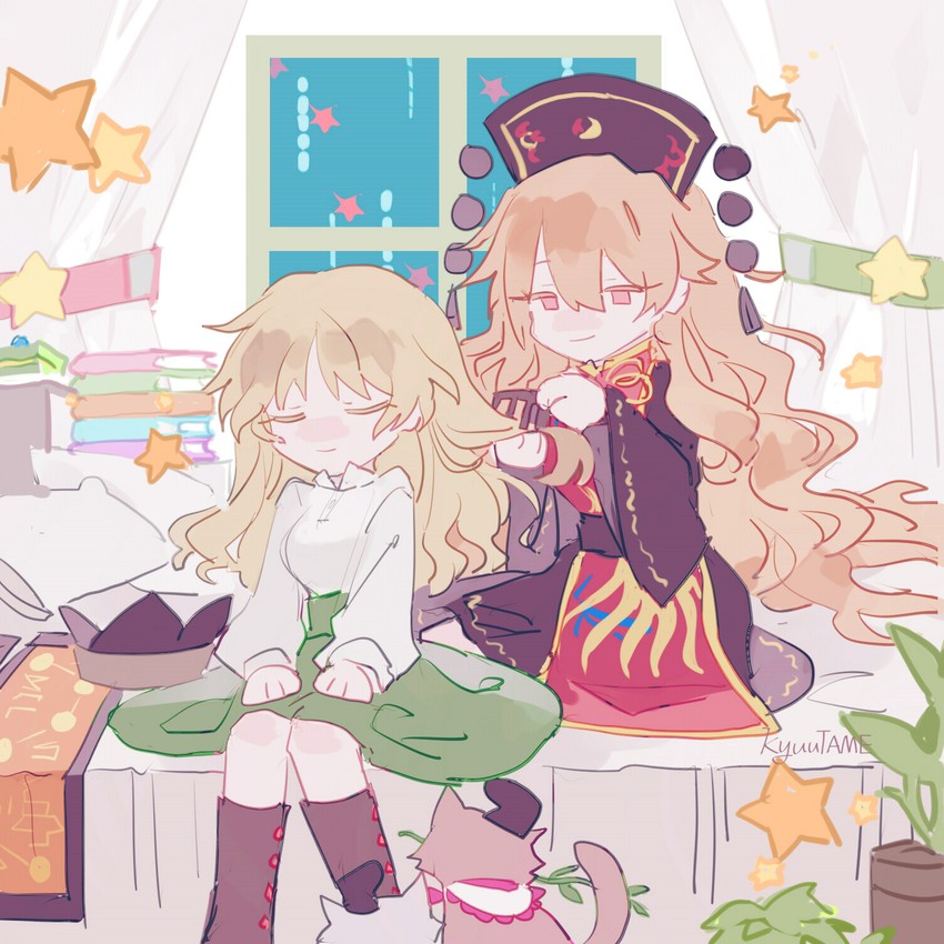 junko, matara okina, nishida satono, and teireida mai (touhou) drawn by nov4void