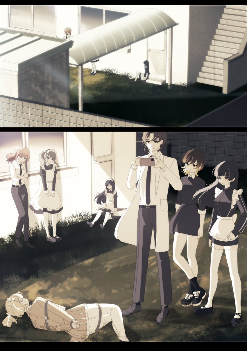 utsumi sakura, kogure ruka, azumaya haruka, hiizumi rinne, tokiwa mimori, and 2 more (sakura no sekai) drawn by tsuruse