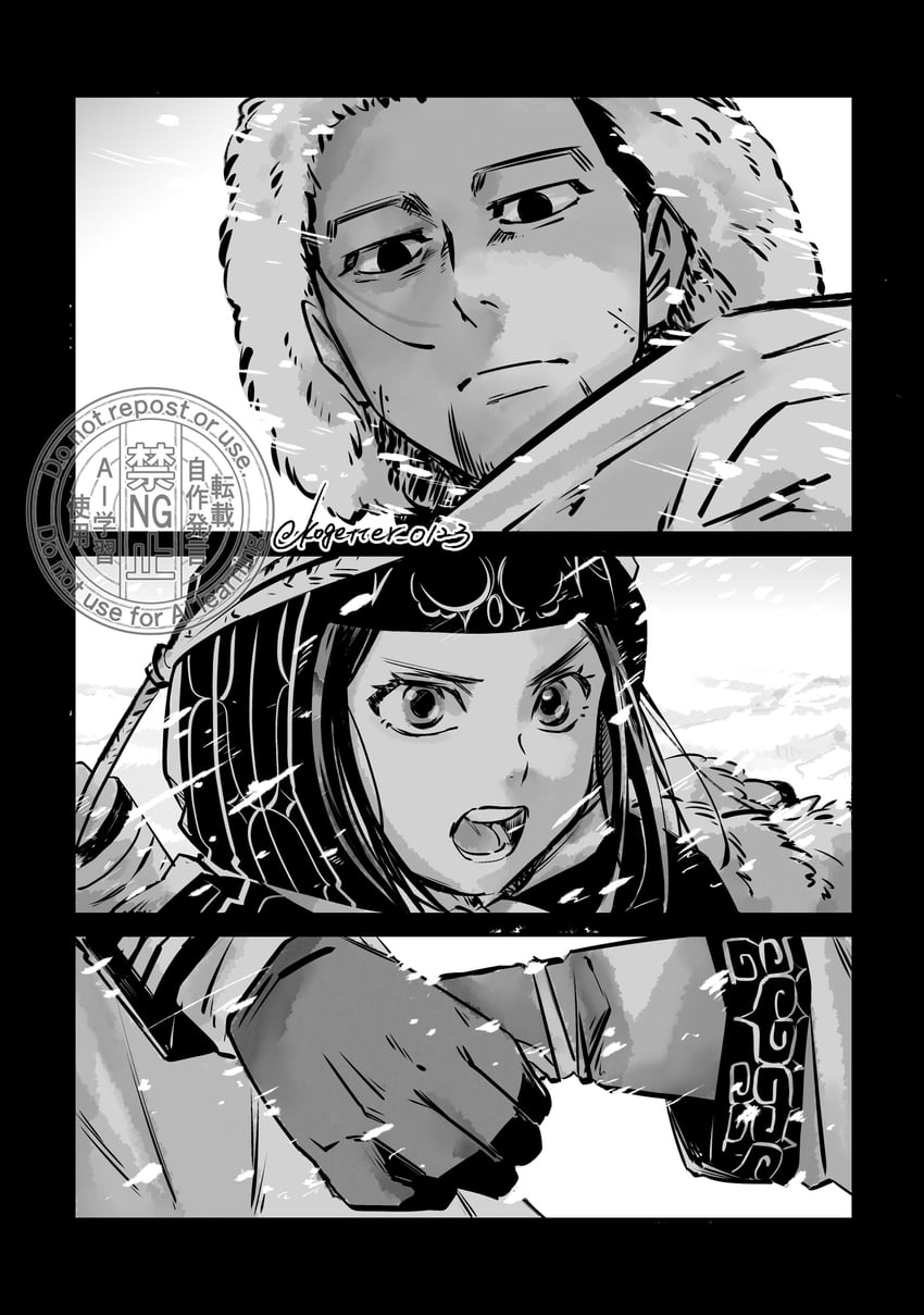 ogata hyakunosuke and asirpa (golden kamuy) drawn by moonlight_0423