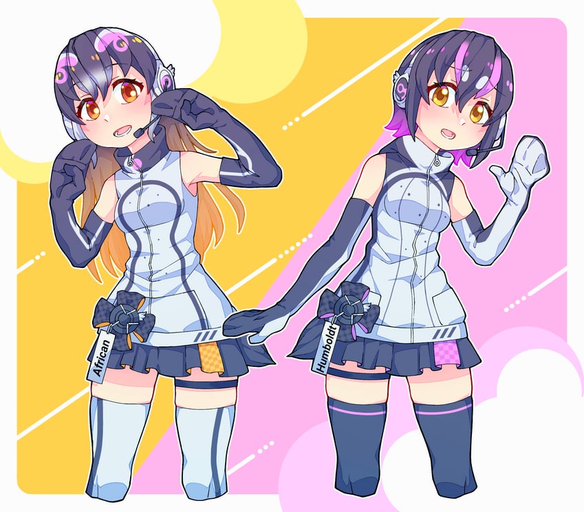 humboldt penguin and african penguin (kemono friends and 1 more) drawn by hauru_252
