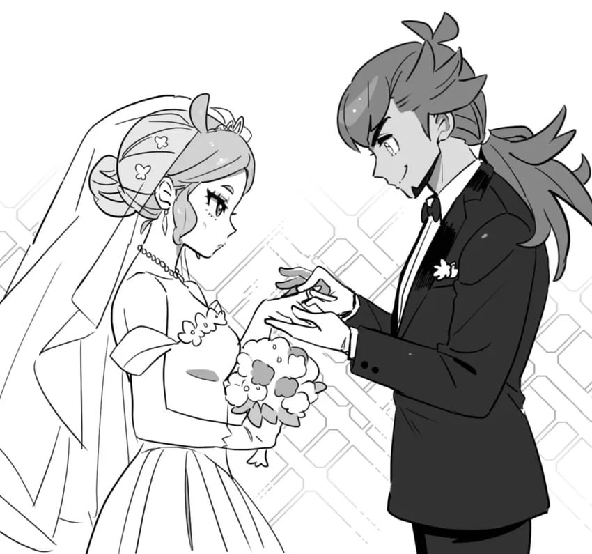 leon and sonia (pokemon and 1 more) drawn by dede_(qwea_00000)