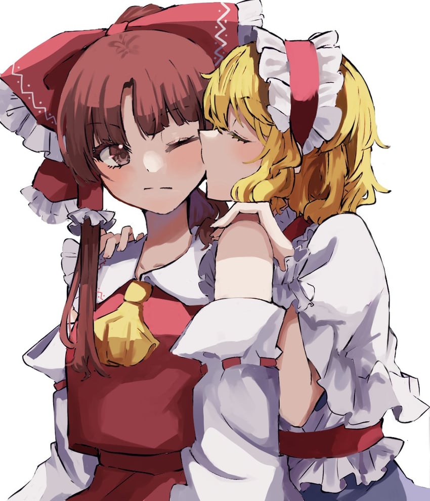 hakurei reimu and alice margatroid (touhou) drawn by jingai_(k1bun)