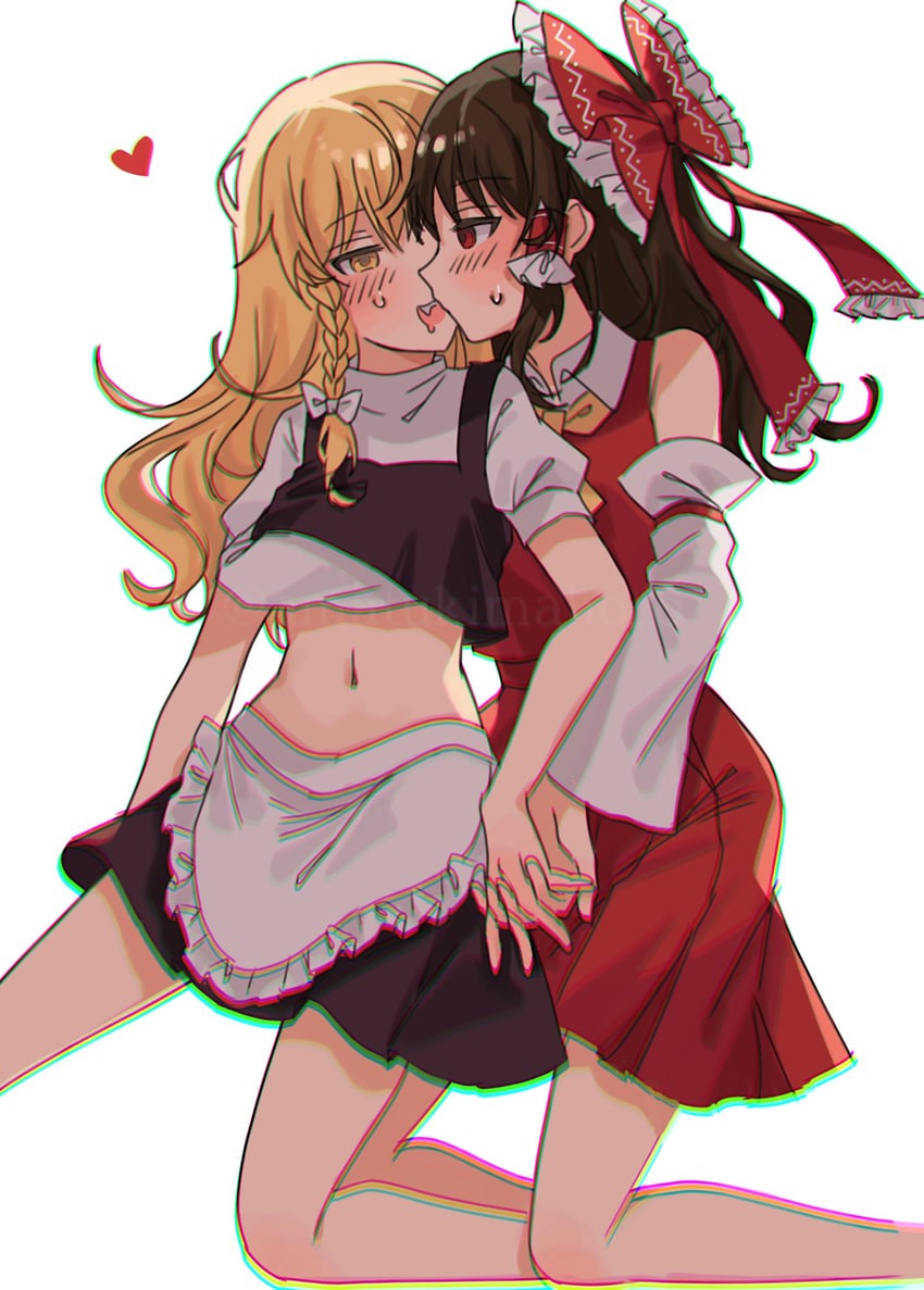 hakurei reimu and kirisame marisa (touhou) drawn by amatukimahoro