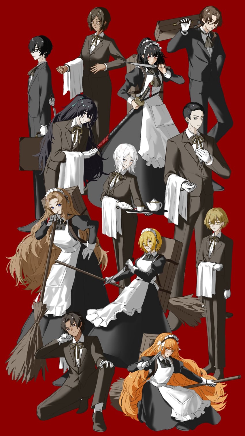 ishmael, don quixote, faust, sinclair, yi sang, and 7 more (project moon and 1 more) drawn by misomozuku