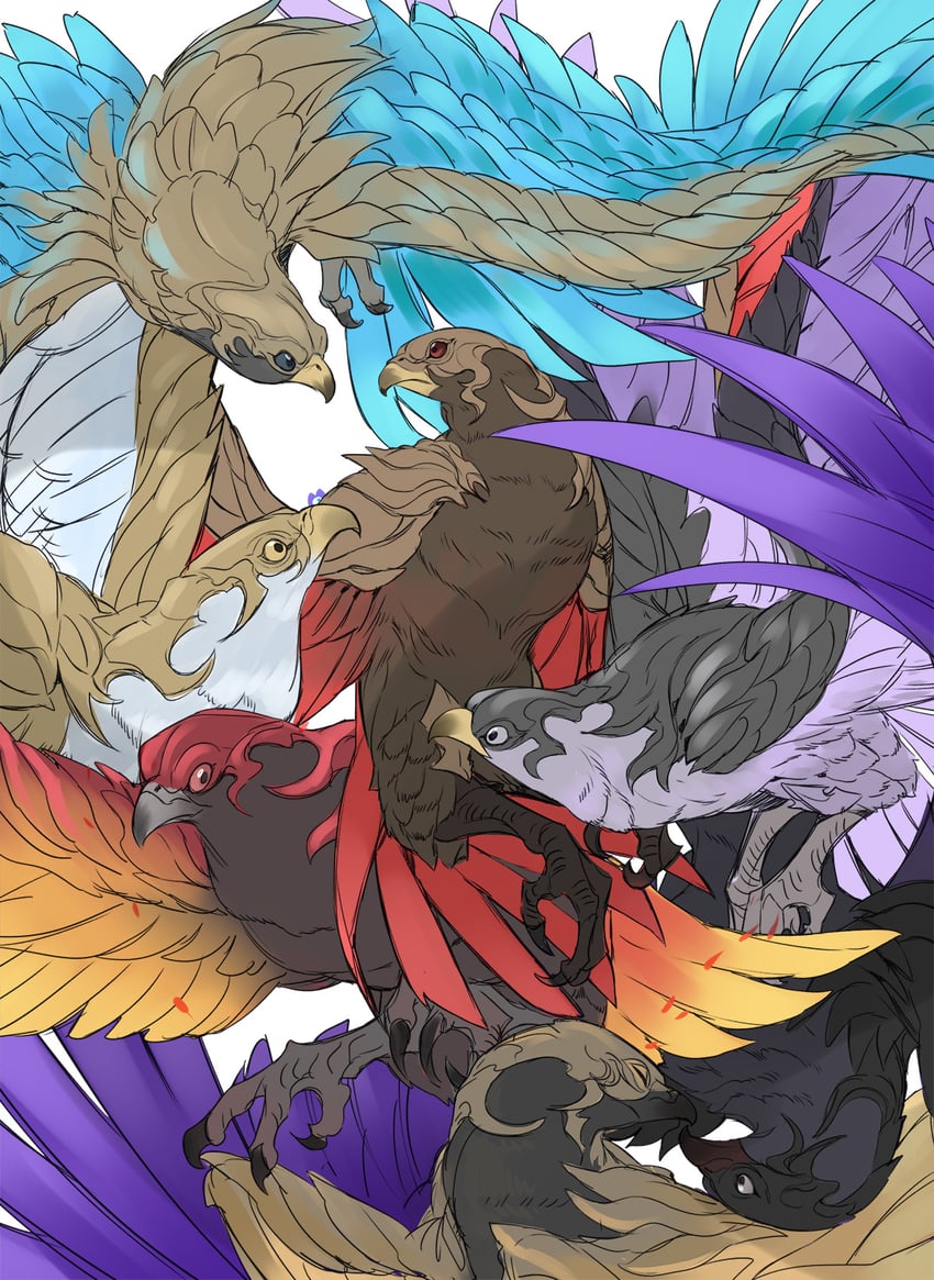 white lanner, sophic lanner, warring lanner, dark lanner, round lanner, and 2 more (final fantasy and 1 more) drawn by 88_(h_rock_88)