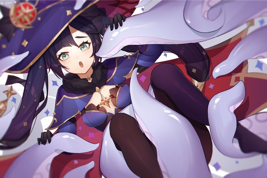 mona (genshin impact) drawn by ayu_(ayuyu0924)