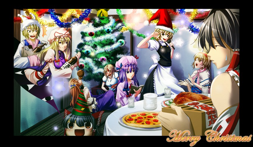 hakurei reimu, kirisame marisa, alice margatroid, patchouli knowledge, yakumo yukari, and 3 more (touhou) drawn by ajishio