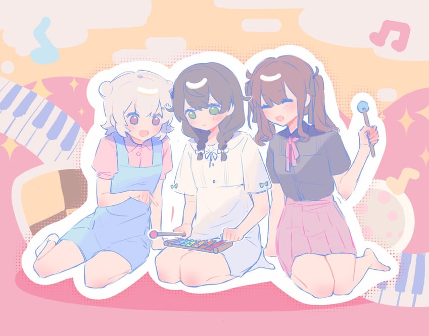 koharu rikka, natsuki karin, and hanakuma chifuyu (synthesizer v) drawn by qixinnn