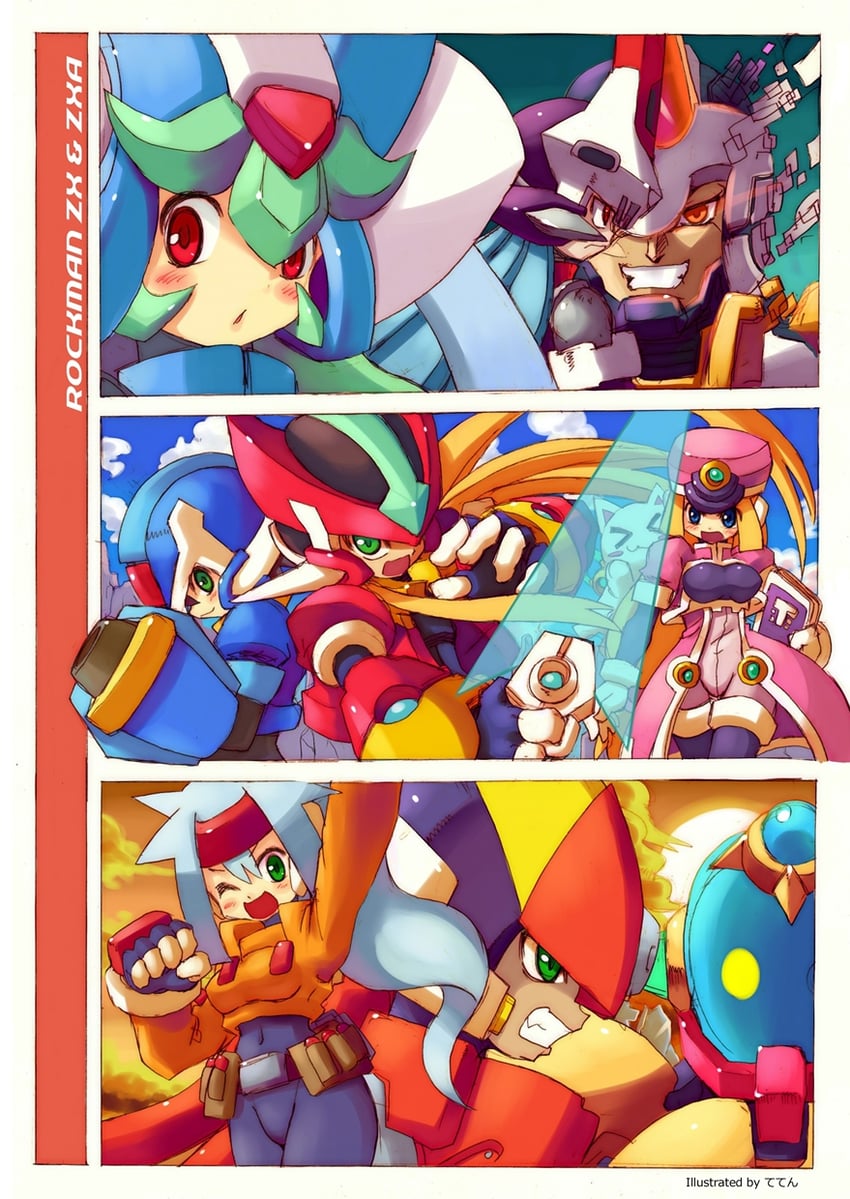 aile, pandora, model w, ashe, vent, and 8 more (mega man and 2 more) drawn by kamiyama_teten