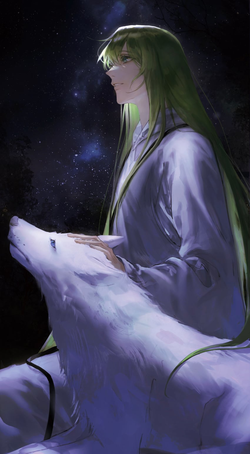 enkidu and wolf (fate and 2 more) drawn by tenderina_123
