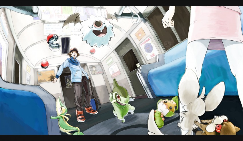 hilbert, snivy, bianca, steven stone, cheren, and 8 more (pokemon and 2 more) drawn by taro_(tenchu)