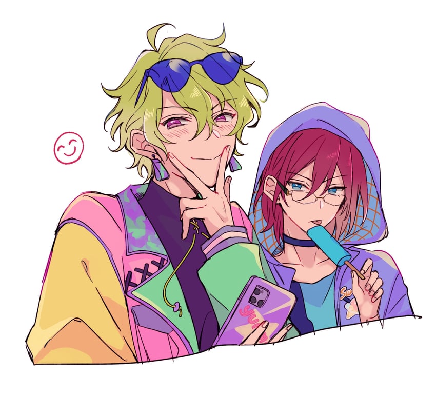 saegusa ibara and tomoe hiyori (ensemble stars!) drawn by wai_byebye