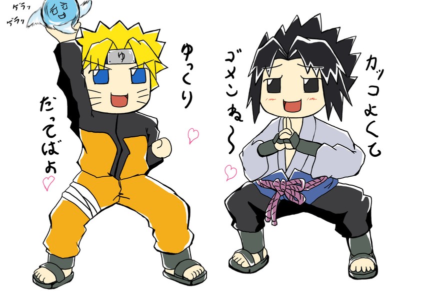uzumaki naruto and uchiha sasuke (naruto) drawn by ver.ke