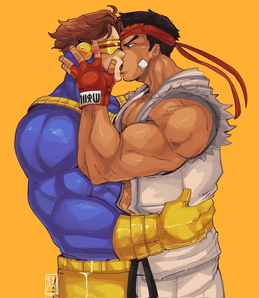 ryu and cyclops (street fighter and 4 more) drawn by noodleshopkenz