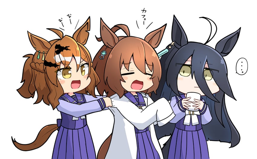 agnes tachyon, manhattan cafe, and jungle pocket (umamusume) drawn by kuroshiro1011