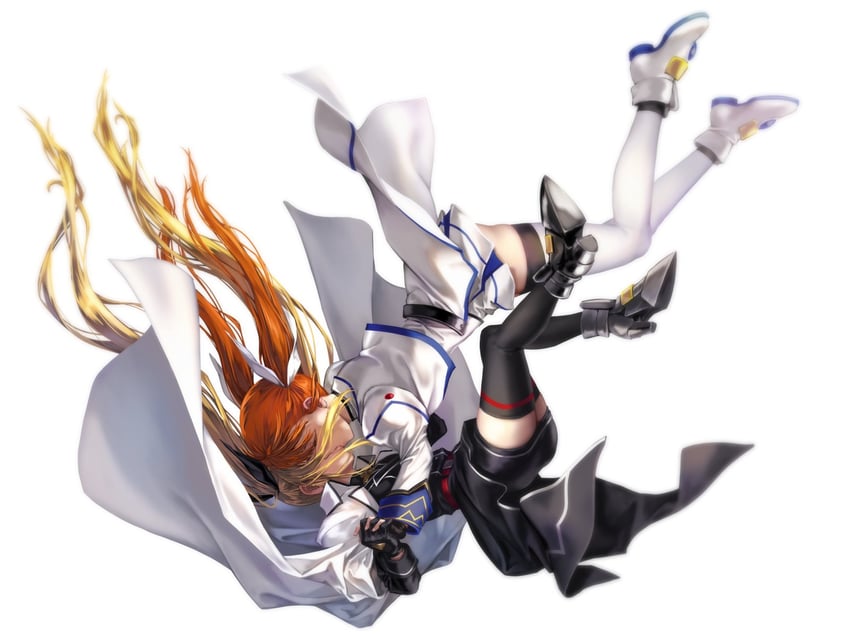 fate testarossa and takamachi nanoha (lyrical nanoha and 1 more) drawn by takekawa_shin