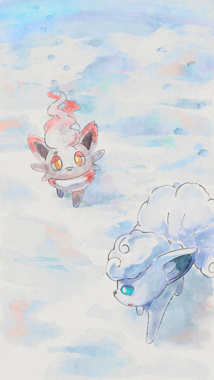alolan vulpix and hisuian zorua (pokemon) drawn by rtb_(jbsb8423)