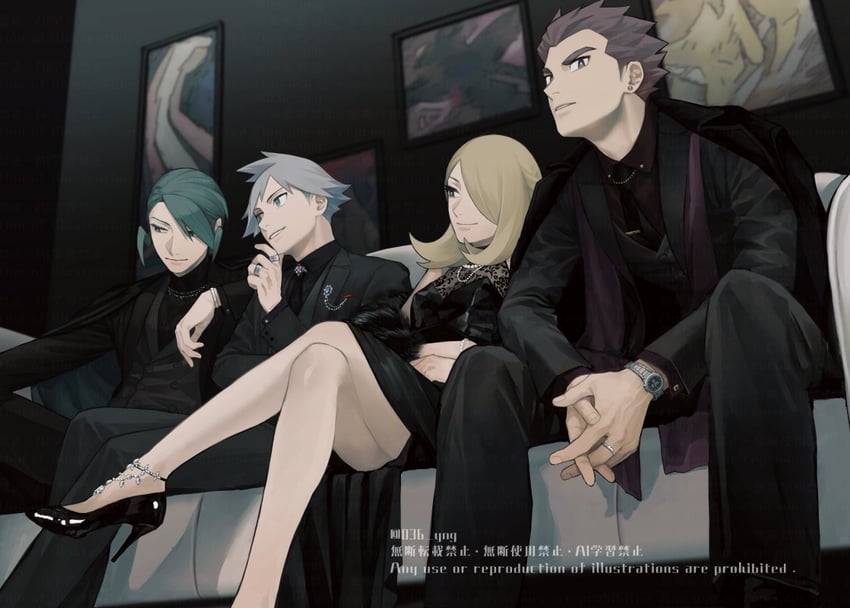 cynthia, steven stone, lance, and wallace (pokemon and 3 more) drawn by y_(036_yng)