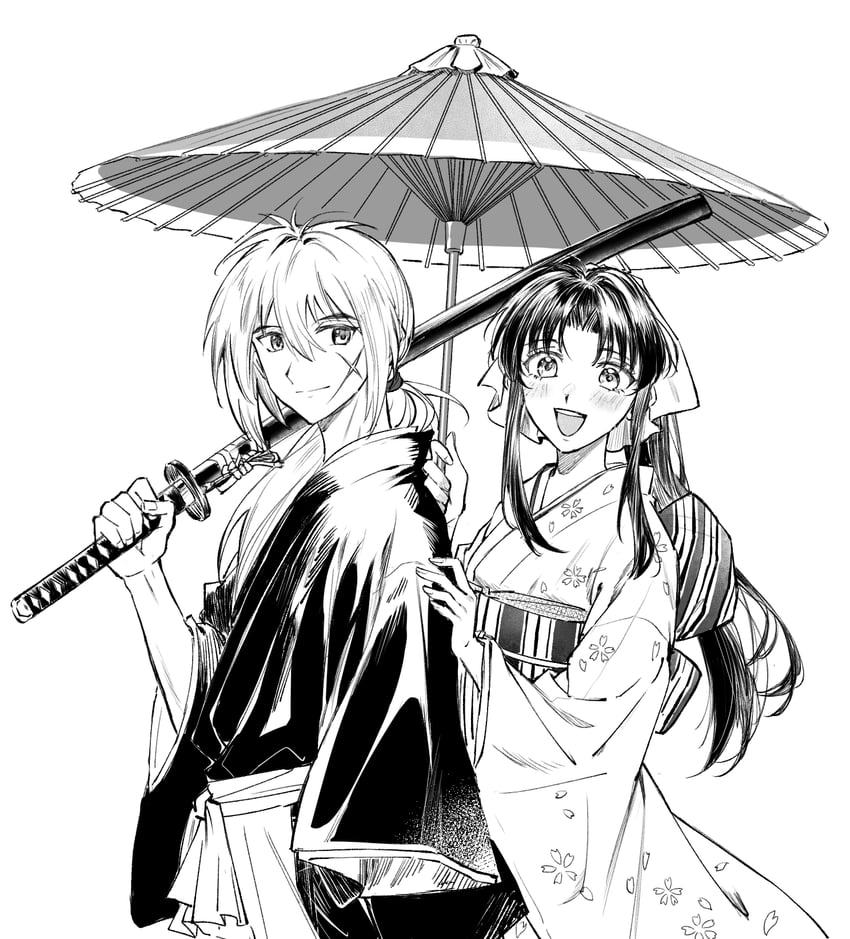 himura kenshin and kamiya kaoru (rurouni kenshin) drawn by geolu